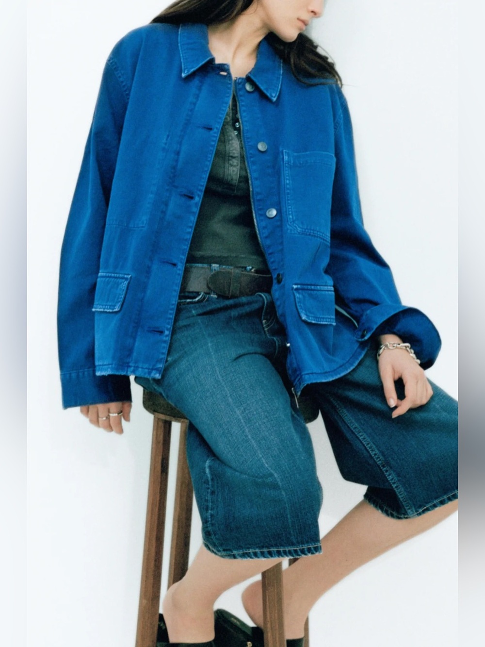 NWT Zara TRF Blue Color Denim Jacket Barn / Workwear style